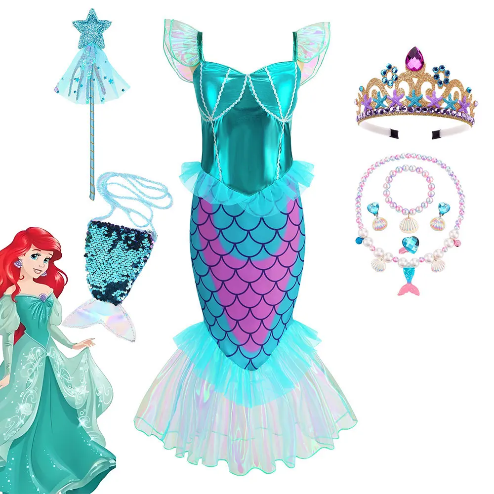 

NEW Role Playing Summer Trumpet Dress Carnaval Mermaid Cosplay Exquisite Fairy Tale Siren Apparel Toddler Halloween 2024 Vestido