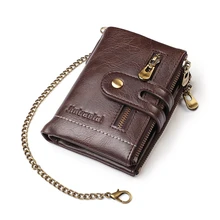 

New Brand Pu Leather Men Wallet Small Chain Card Holder Vintage PORTFOLIO Portomonee Hasp Male Pockect Top Quality Money Clip
