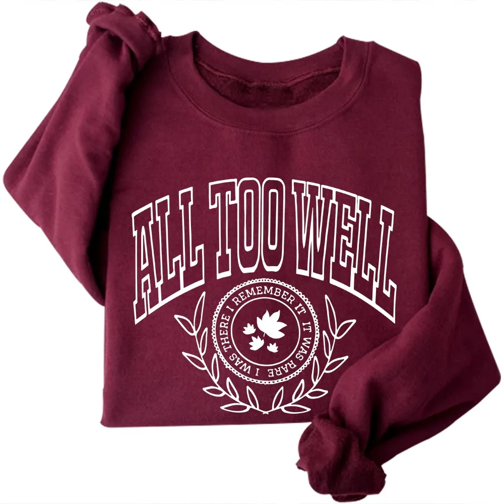 All Too Well 음악 앨범 스웨트 셔츠 아늑한 상의 Sudadera Felpa Moletom