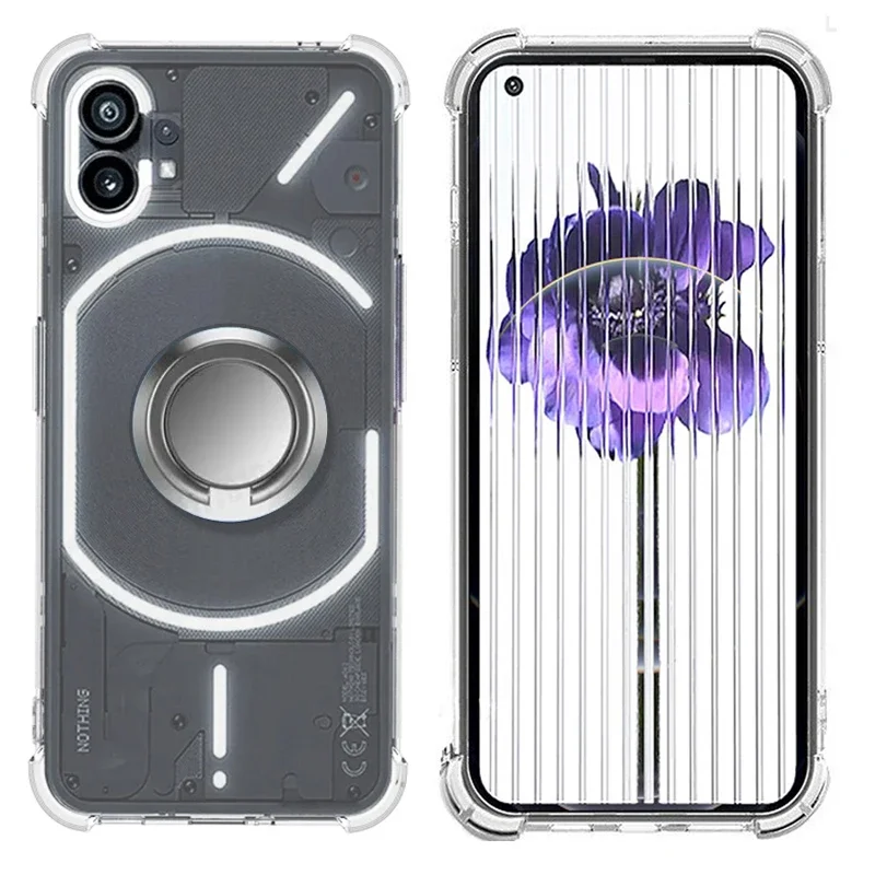 Magnetic Ring Stand Holder Case - Transparent Airbag Soft TPU Shockproof Cover