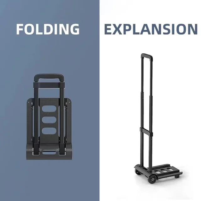Összecsukható Kézi Teherautó Nagy Teherbírású Poggyászkocsi Segédprogram Dolly Platformkocsi 2 Kerékkel 1 Elasztikus Kötelek Az Utazás Mozgó Vásárláshoz