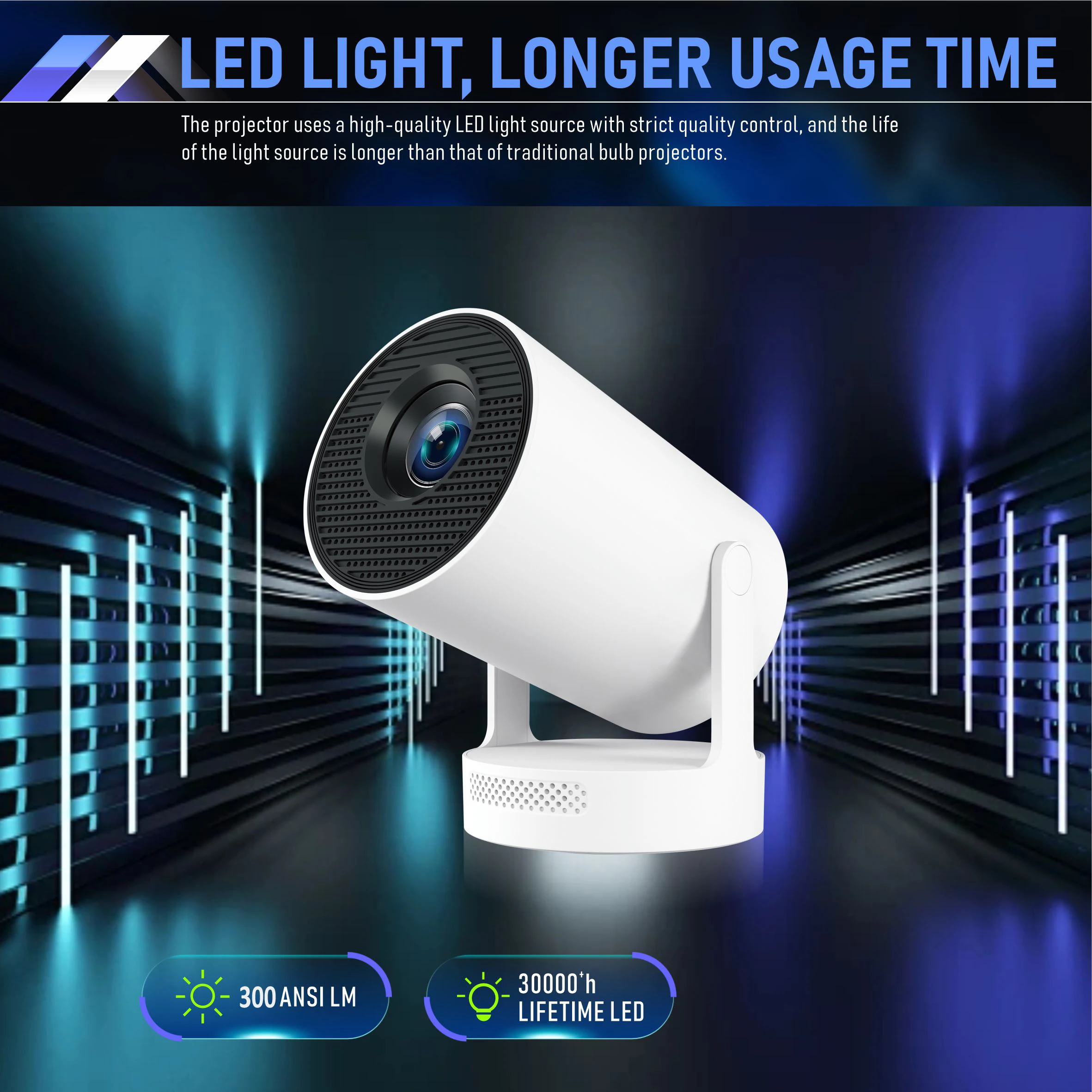 Projector HY300 Plus 4K 1280x720P Android11 300ANSI Allwinner H713 Wifi6 Blurtoo