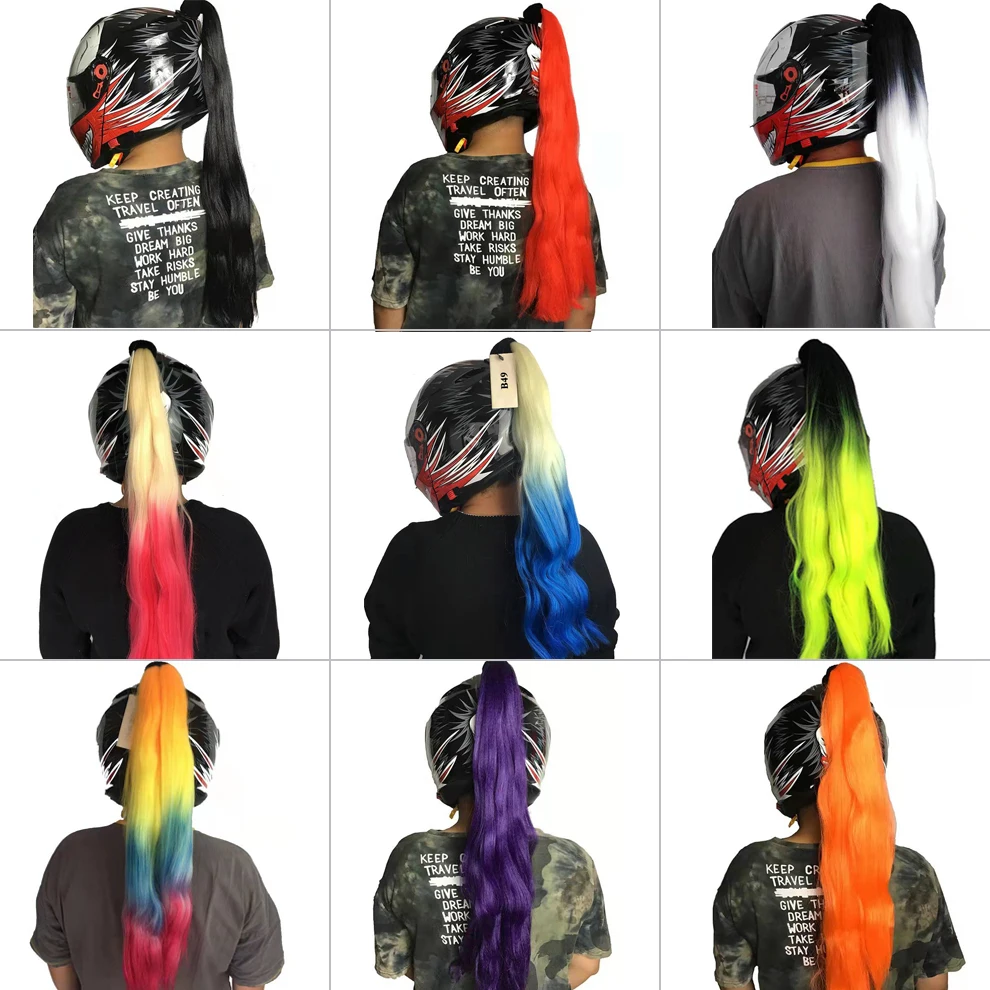 Lot De 2 Tresses De Casque Style Punk - Ventouse Amovible, 56 Cm, Pour Moto, Vélo, Ski, Universel