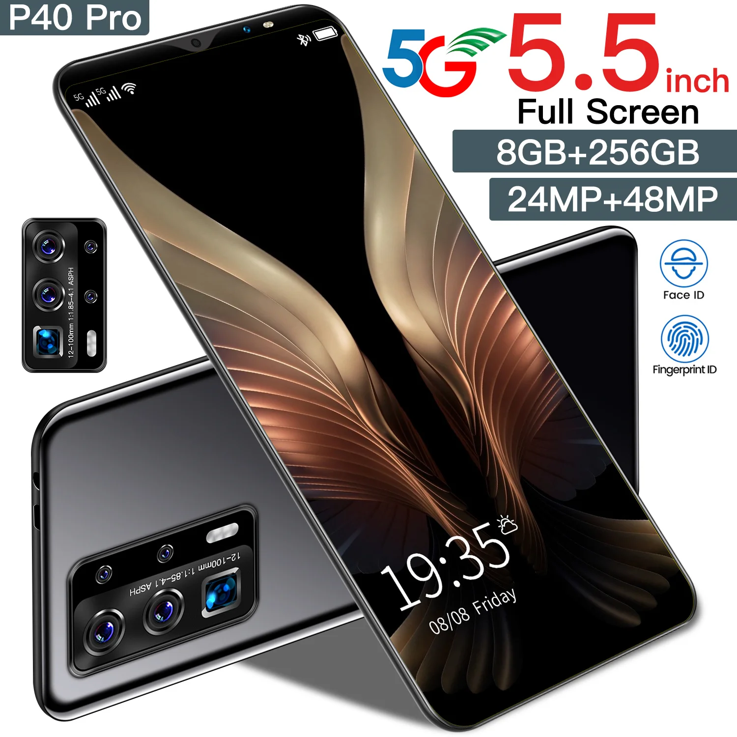 Смартфон Galxy P40 Pro 5 дюйма Android 10 0 24 + 48 Мп ядер 4800 мАч | Мобильные телефоны и