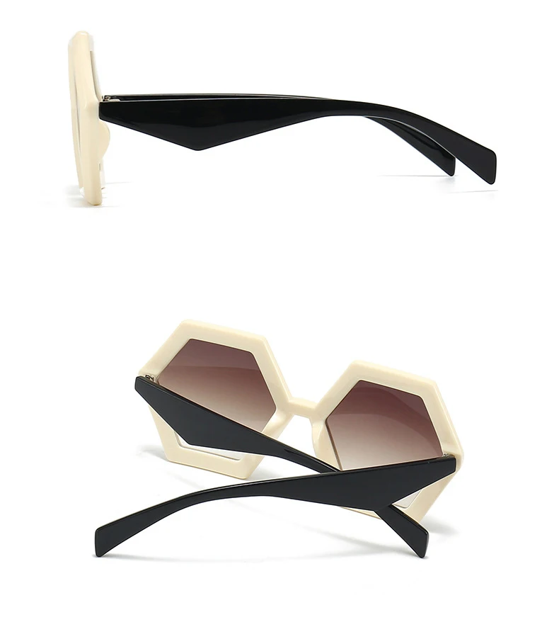 56880 neue Polygon Farbverlauf Sonnenbrille Frauen Mode große Retro Sonnenschutz Spiegel im Freien Schutzschirme uv400 – Detail 14