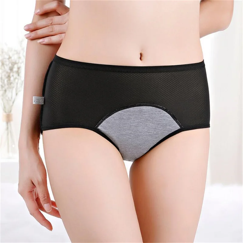 M/L/XL/XXL/3XL/4XL/5XL/6XL Menstrual Underwear Women Period Preventing Lateral Leakage Briefs Plus Size Breathable Mesh Panties