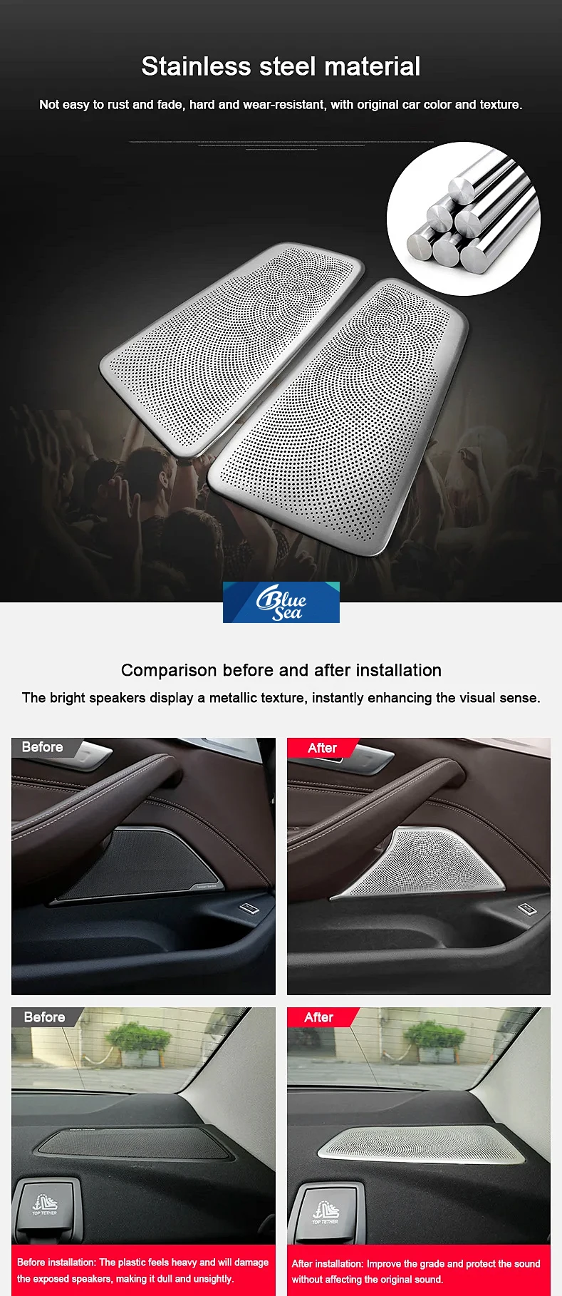 For BMW 5 Series G31 G30 2018 2019 2020 2021 2022,Car Door Speaker Trim Cover A-pillar Horn Protection Cover Interior Accessorie