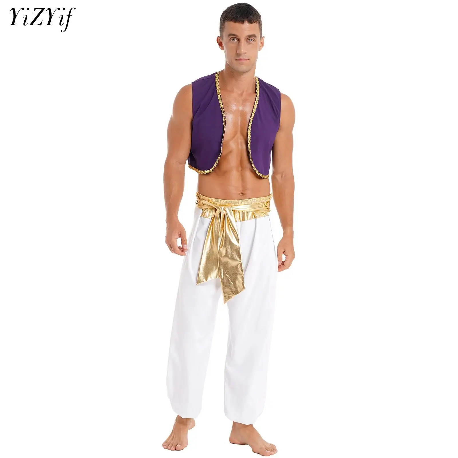 Disfraz De Príncipe Árabe Para Hombre – Conjunto De Halloween Con Chaleco Y Pantalón De Satén, Tallas S-4XL, Ideal Para Cosplay Y Fiestas