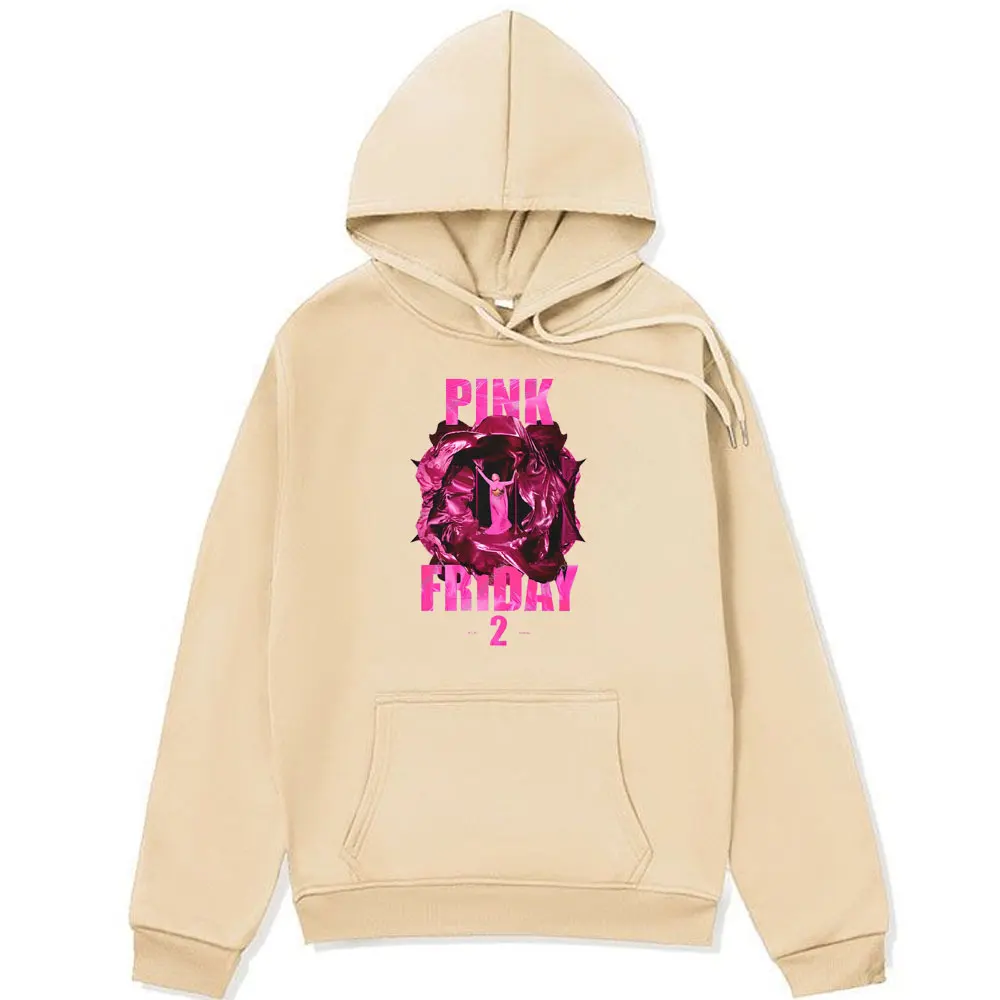 Rapper Nicki Minaj Pink Friday 2 Music Album Graphic Print Hoodies Male Fashion Oversized Hip Hop Sweatshirts Winter Pullover