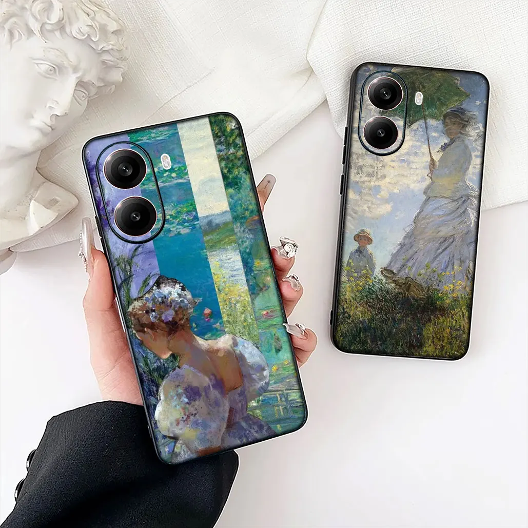Claude Monet Impressionism Waterlily Cat Art Phone Case Cover