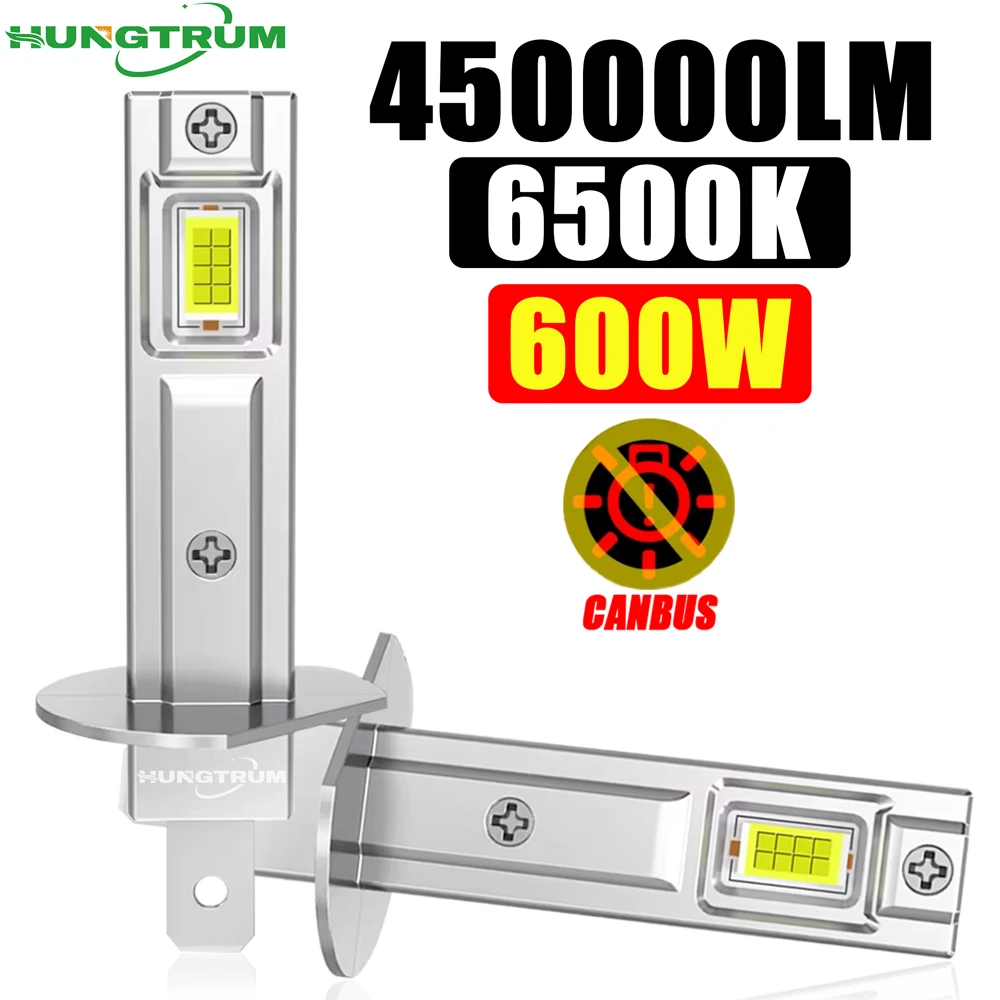 H1 LED 헤드라이트 6500K 팬리스 무소음 LED 헤드램프 1:1 할로겐 전구..