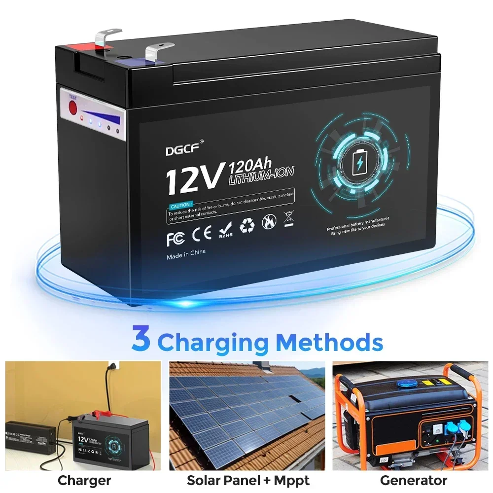 

12V 120Ah 18650 lithium battery pack built-in high current 30A BMS for sprayers, electric vehicle battery with 12.6V 3A Charger