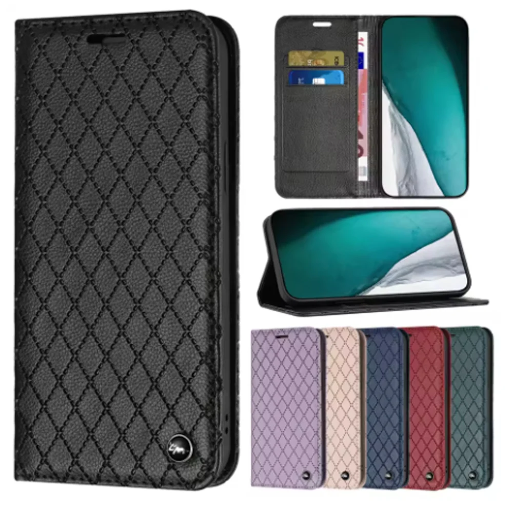 Luxury Leather Flip Wallet Holder Case - Elegant Book Cover