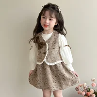 Costume d'automne pour filles, vêtements pour enfants, Style coréen, gilet pour bébé, deux ensembles décontractés, simples, assortis, nouvelle collection 2025 5