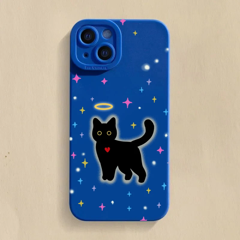 Stylish Black Cat Print Phone Case
