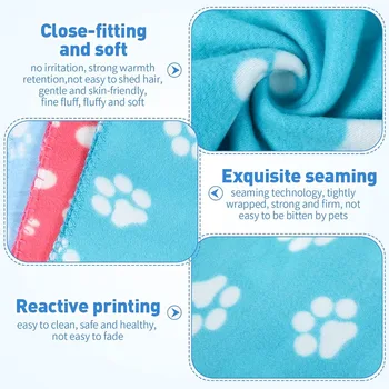 10 Pieces Pet Blankets with Paw Print Dog Cat Fleece Blankets Soft Warm Sleep Mat Pad Bed Cover for Kitten Puppy and Other Smal 4