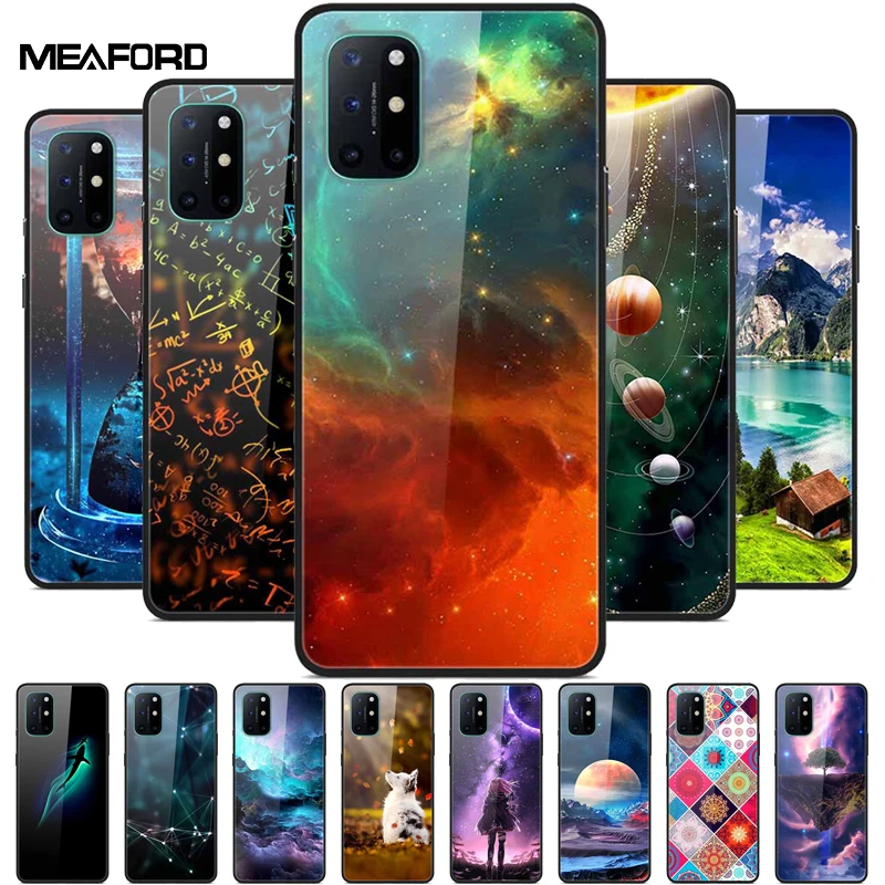 For OnePlus 8T Cases 8 Fashion Tempered Glass Hard Back Covers for Oneplus 8 Phone Cases Soft Bumper Fundas Oneplus8 8 T