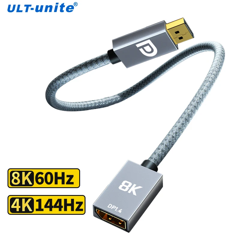 Кабель-удлинитель DP 8K DisplayPort 1,4, адаптер 4K HDR 144 Гц 165 Гц для видео, ПК, ноутбука, ТВ, дисплея, шнур порта, провод «штырь-гнездо»