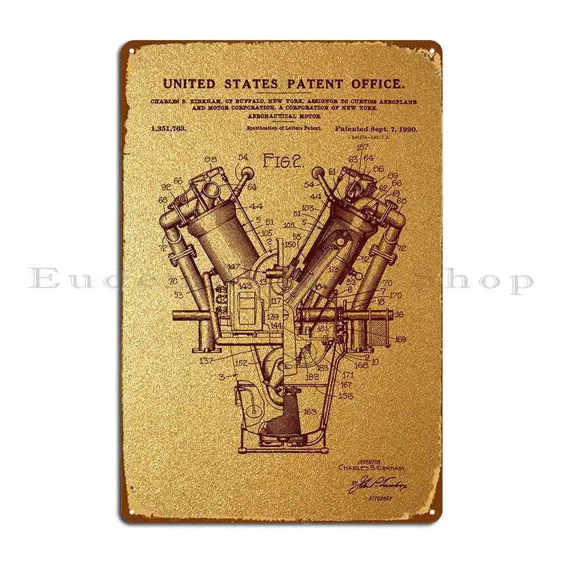 

90aircraft Motor Patent Metal Plaque Poster Bar Cave Designer Rusty Wall Decor Mural Tin Sign Poster