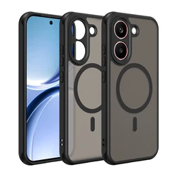 Matte Translucent Magnetic Shockproof Phone Case with MagSafe Compatibility for Note 15 4G 5G (Black)