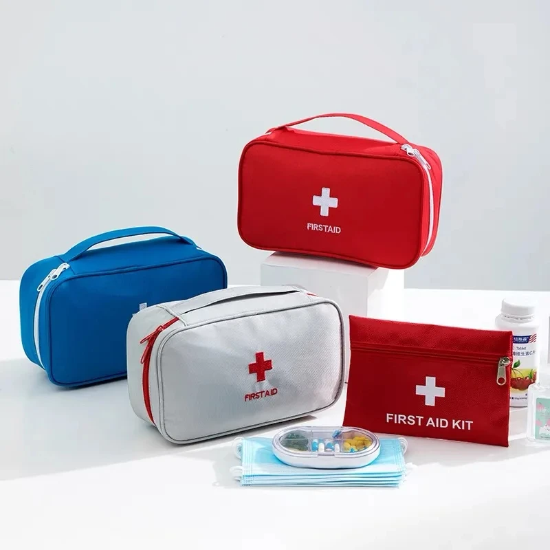 Storage bag Portable Medicine Bag First Aid Kit Medical Emergency Kits Organizer Oxford Cloth Outdoor Household Medicine Pill Storage Bag