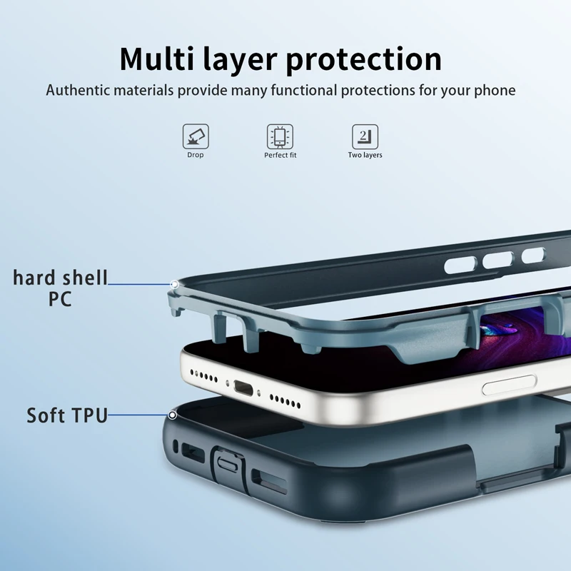 Shockproof Heavy Duty Armor Phone Case with Metal Brackets