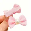 10PCS 3cmx2cm Cute Solid Color New Dog Bows With Metal Clips Pearl Dog Hairpins Long-hair Pet Hair Accessories For Dogs and Cats 4