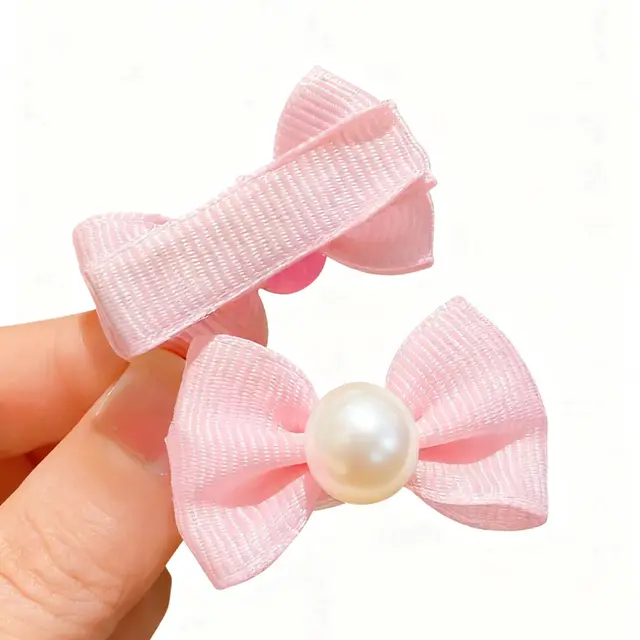 10PCS 3cmx2cm Cute Solid Color New Dog Bows With Metal Clips Pearl Dog Hairpins Long-hair Pet Hair Accessories For Dogs and Cats 4