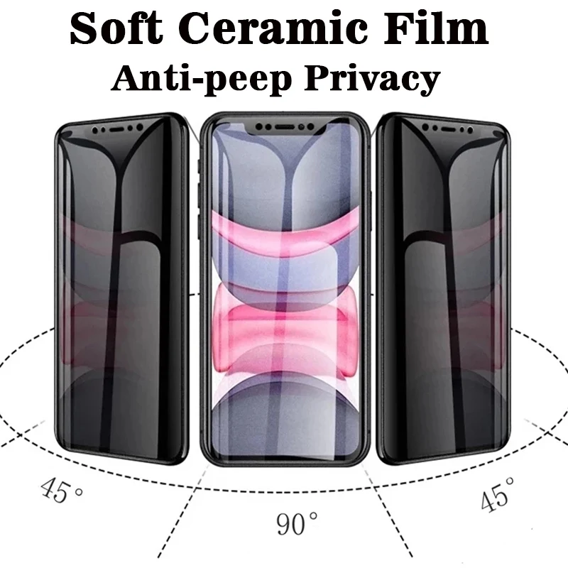 100Pcs Matte Ceramic Privacy Screen Protector For Xiaomi Mi Poco F3 F4 GT M5S M2 M3 M4 Pro 5G X3 X4 X5 Protective Anti-Spy Film
