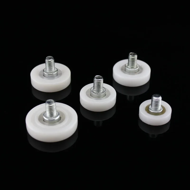 Diameter 19/22/25/26/29MM M6 Drawer Bearing Pulley Wheels sliding door rollers window pulley mini rubber wheels plastic bearing pulley Steel File Cabinet Door Wheel Furniture Moving Nylon Wheel 20PCS/LOT