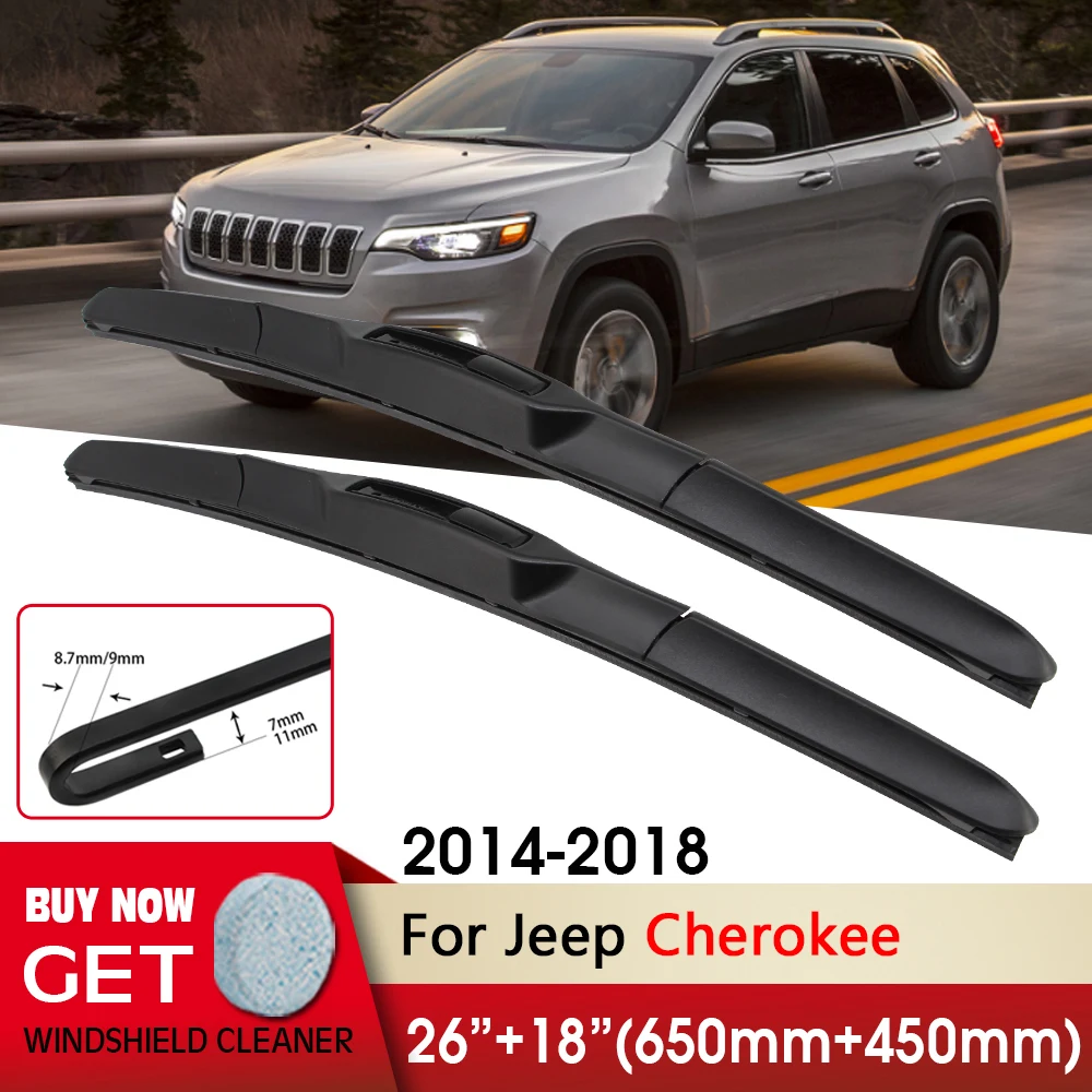 

Car Wiper RHD&LHD Front Wiper Blades 26"+18" For Jeep Cherokee 2014-2018 Fit U Hook Arm Front Windscreen Wipers Auto Accessories