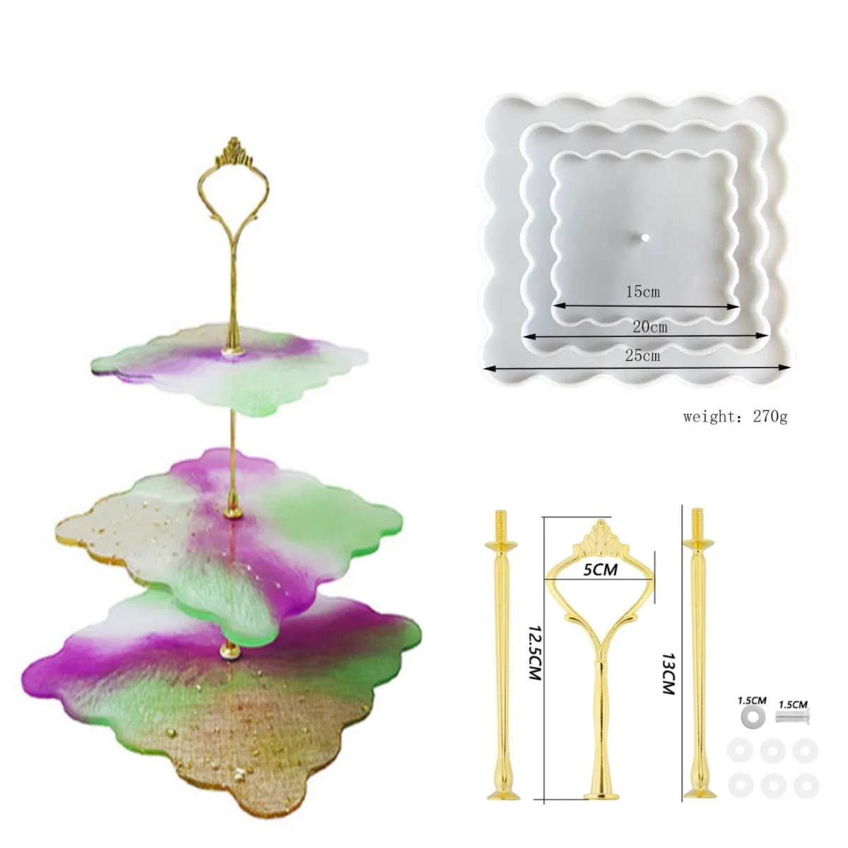 Stampi In Silicone Per Resina A Forma Di Vassoio - 2 Pezzi, Rotondo E Quadrato, Con Decorazione A Fiocco, Per Sottobicchieri E Portagioie - 2