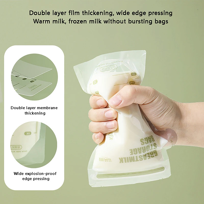 30/60PCS Breastmilk Storage Fresh Bag For Breastfeeding 200ML BPA Free Leak-proof Kids Baby Food Storage Freezer Bag Disposable