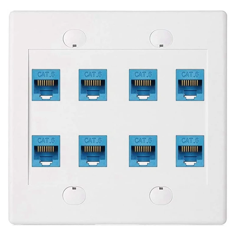 

Ethernet настенная панель, 8 портов, двойная панель Cat6 RJ45, сетевой кабель Keystone Jack, лицевая панель «Мама-мама»-синий