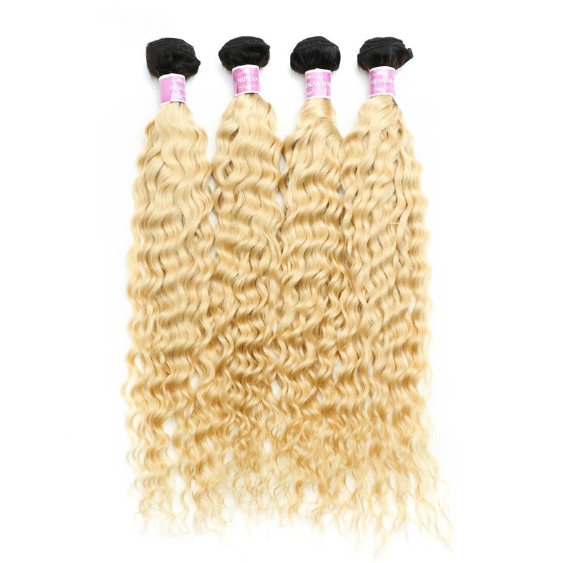 1B 613 Ombre Honey Blonde Color Deep Wave 28 30 Inch 1 3 4 Bundle Deal Remy Brazilian Hair Weave Curly Human Hair Extension