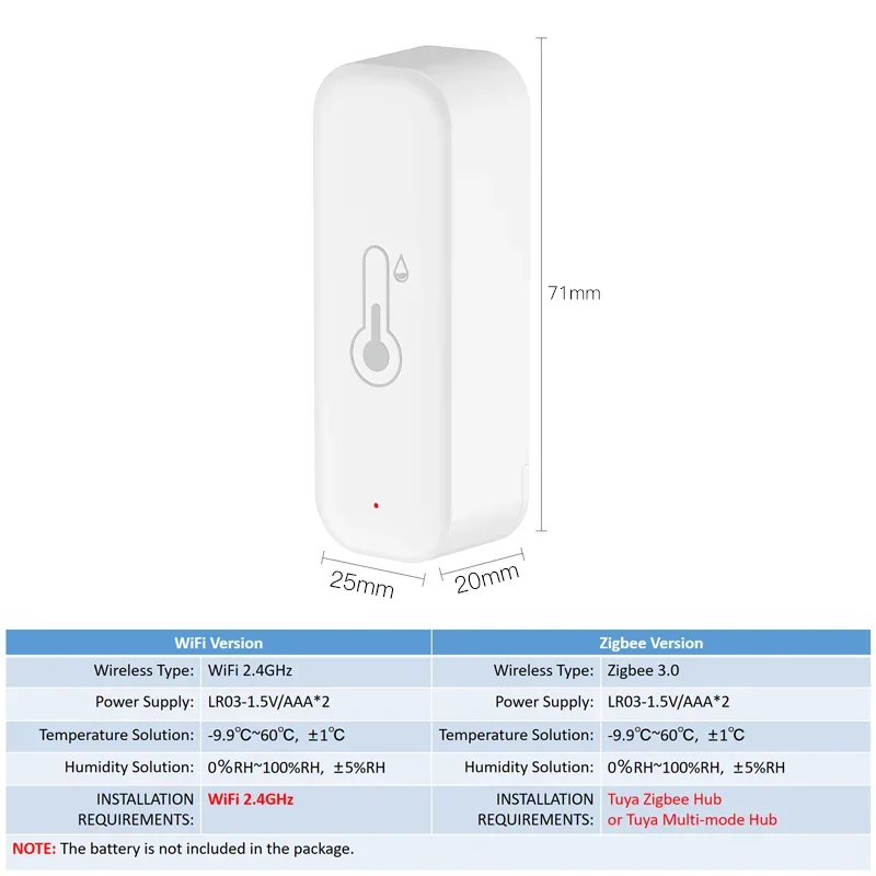 Tuya WiFi Zigbee 3.0 Temperature Humidity Sensor Smart Home Thermometer Hygrometer APP Remote Alarm Work with Alexa Google Home