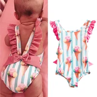 Toddler Girls Swimsuit For Kids 1-4 Year Striped Swimwear Swimming Children Backless Bikini Newborn Baby One Piece Bathing Suit 1