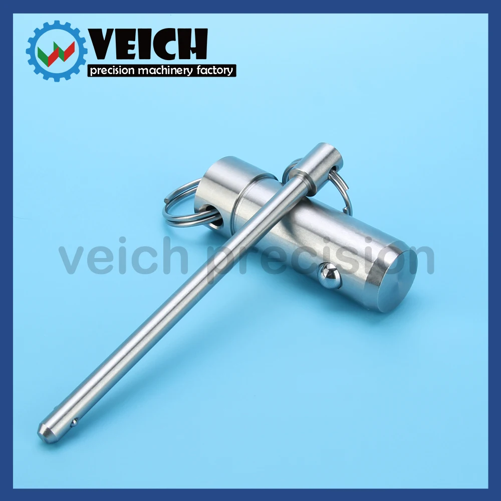 VCN114 스테인레스 스틸 스프링 유형 볼 헤드 잠금 핀 직경 525mm 풀 링 길이가 있는 퀵 릴리스 위치 핀 10100mm