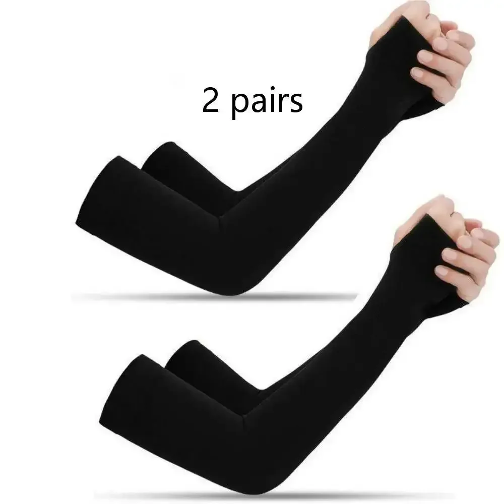 2 Pairs Black Summer Outdoor Sleeve Cover Riding Driving Arm Guard Hand
