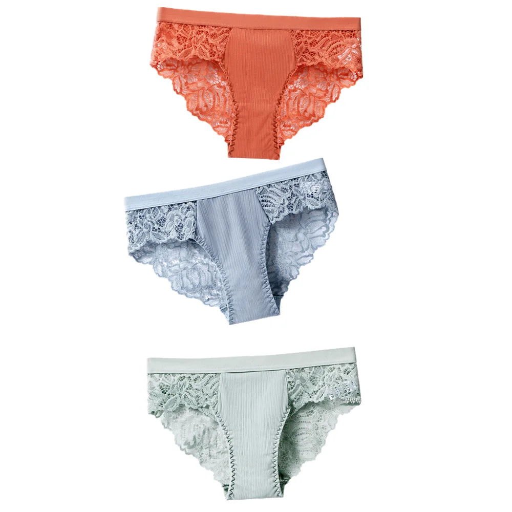 thumbnail image 1 of 3 uds bragas de algodón bragas sexis bragas de encaje ropa interior de mujer bragas para mujer pantalones florales calzoncillos lencería de talla grande, 1 of 5