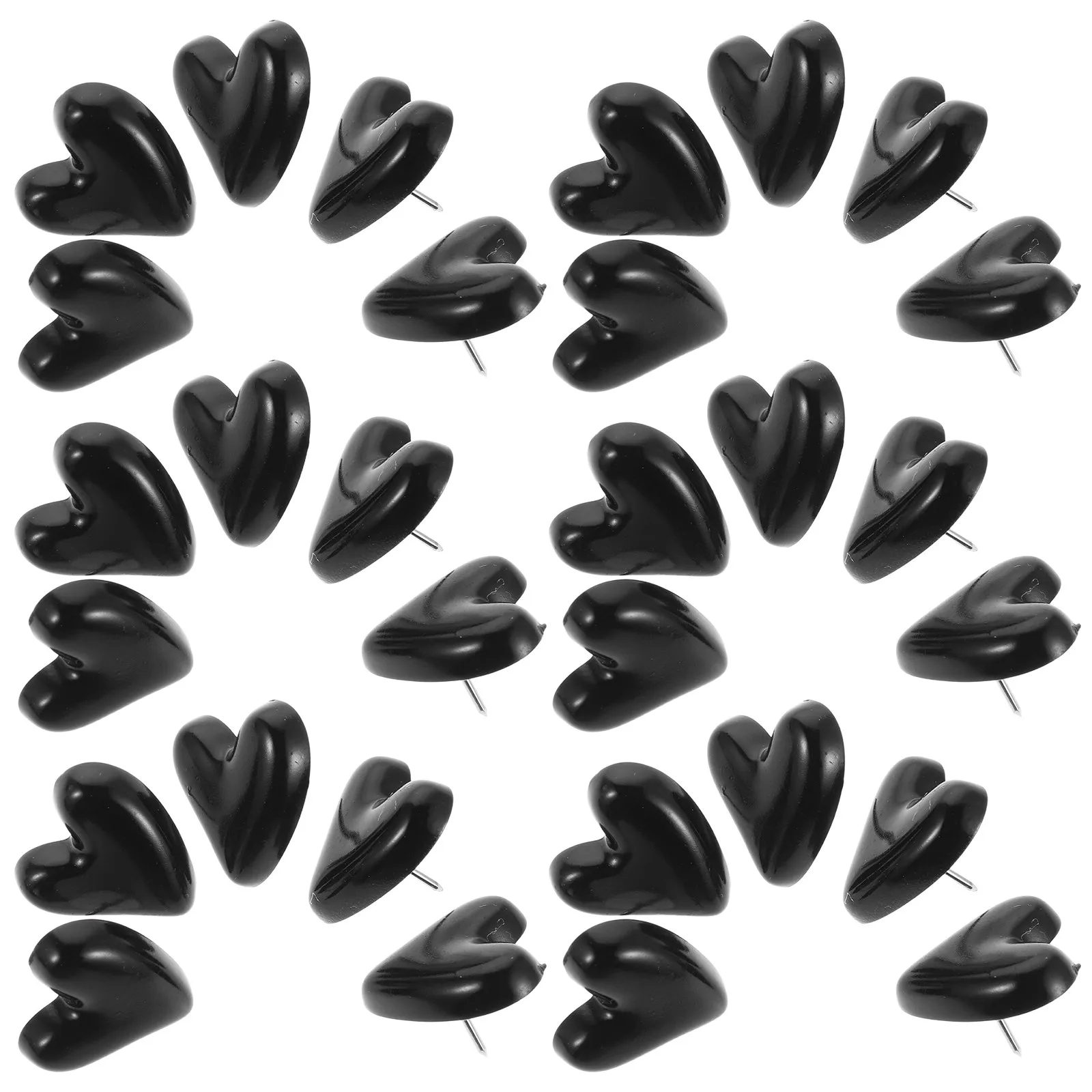 30Pcs 검은 장 압정 하트 모양의 푸시 핀 게시판 벽 예술 공예 DIY 사무실 학교 용품