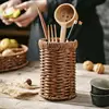Handmade Rattan Storage Box Cosmetic Pen Holder Tea Ceremony Accessories Tableware Storage Decoration Household Storage Basket 5