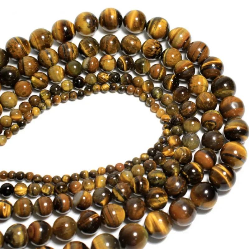 

15inch Tiger Eye Loose Beads Natural Gemstone Smooth Round Spacer Bead for Jewelry Making Тигровый глаз