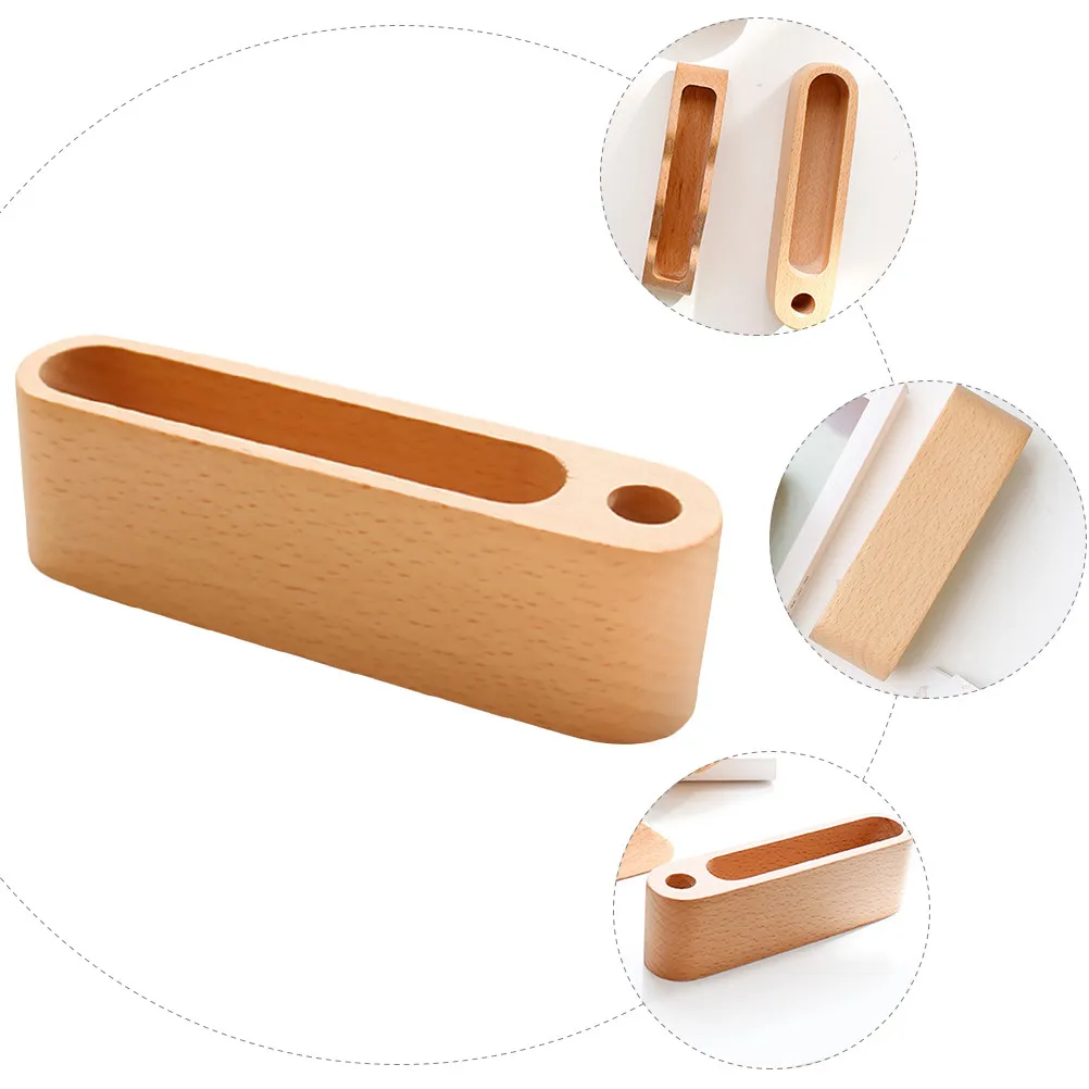 1Pcs 프리미엄 솔리드 우드 명함 케이스 데스크 스탠드 내장형 펜 홀더 포함 나무 휴대폰 홀더 데스크탑