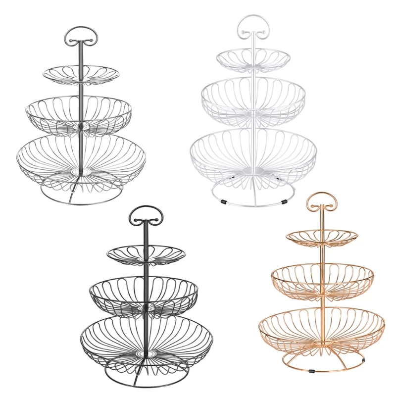 

3 Tier Fruit Basket Metal Fruit Bowls Wrought Iron Fruit Stand Holder Countertop