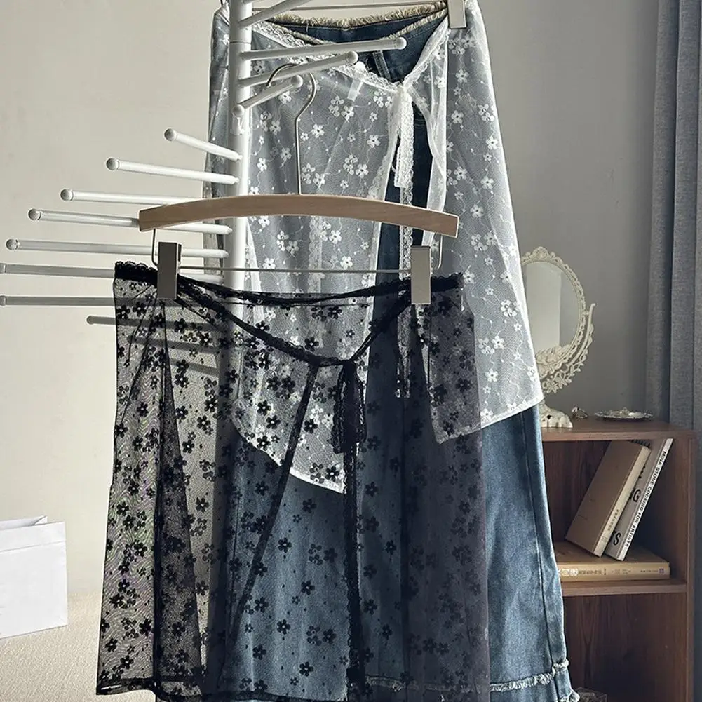 Women Y2k Fashion Lace Layered Gauze Skirt Unique Silk-like With Up Spicy Skirts Skirts Tie Ladies Summer Girl Slip Spring H4W4