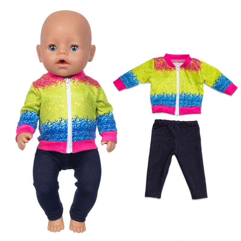 Barbie doll clothes Doll clothes Doll Clothes for 43cm 17 Inch Baby Leather Jacket Pants Set Winter Clothes