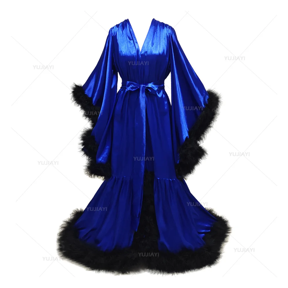 DanceeMangoo Floor-Length Cotton Robes For Women Dressing Gown Solid Color  Robe Long Sleeve Dress Bathrobe Female Sexy Sleepwear - Walmart.com