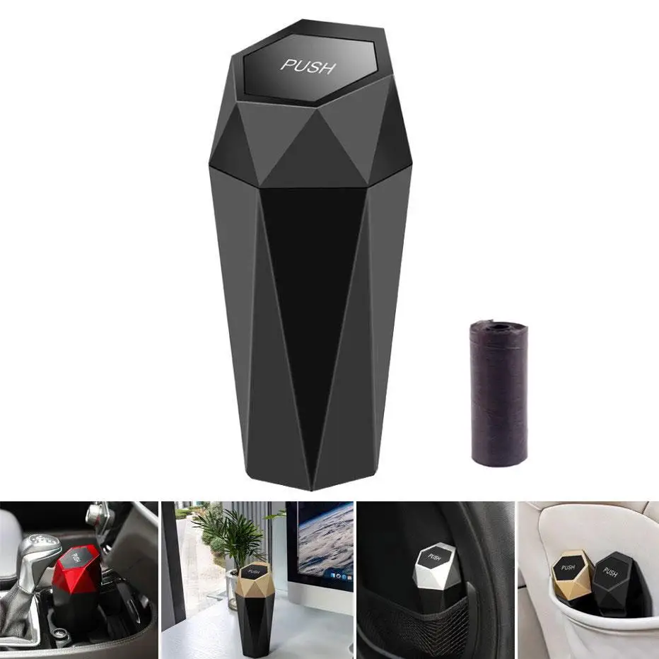 Car Trash Can Lid Leakproof Car Garbage Organizers Multipurpose Storage Box 15 Attached Trash Bags