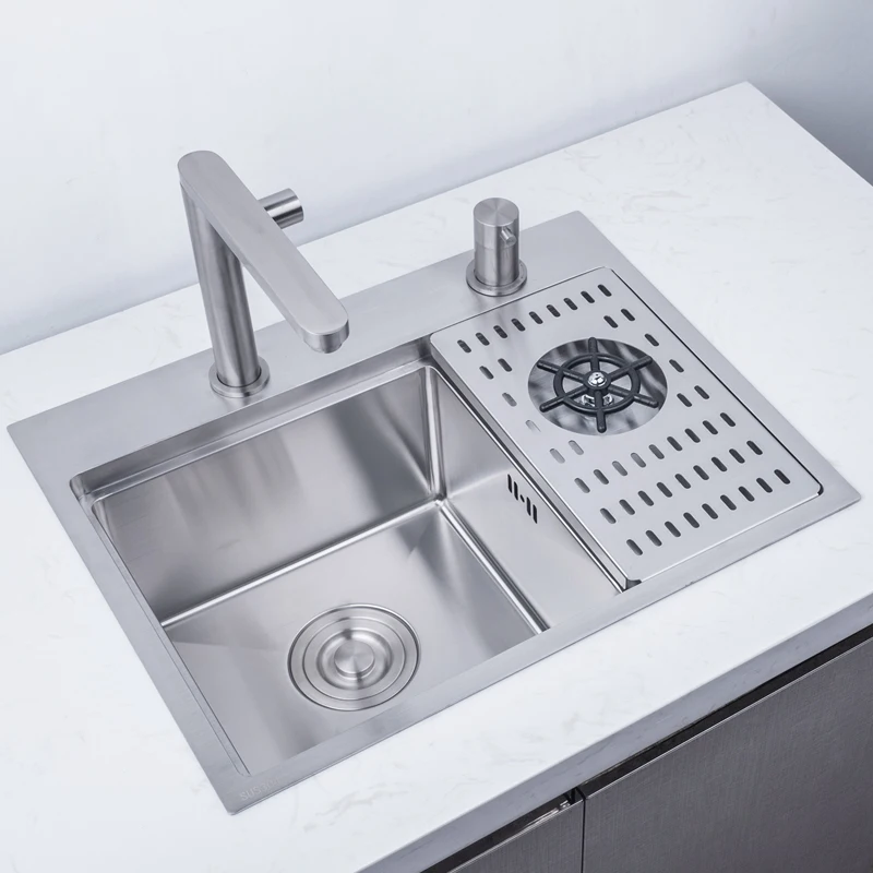 

Nano Cup Washer Kitchen Sink Stainless Steel Multi-function With Hidden Single-slot Bar Cover Plate Wash Basin